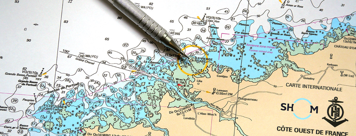 Carte marine éditée par le SHOM - Pointe finisètre.